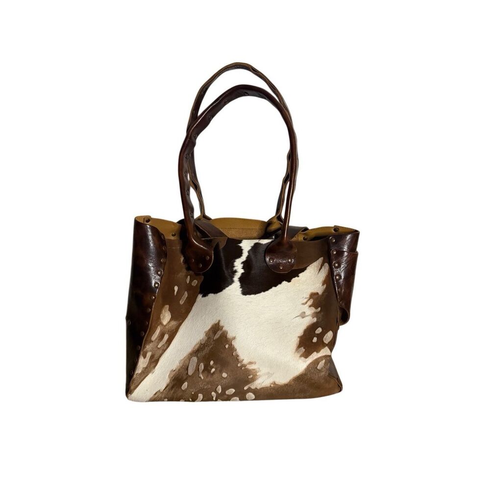 CYDWOQ Bright Leather Cowhide Tote Shoulder Bag